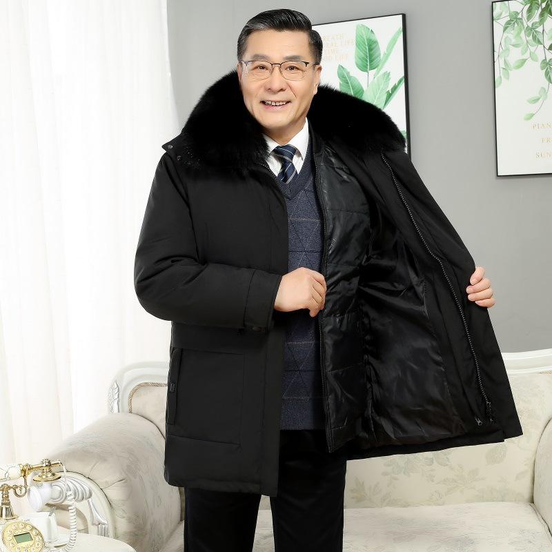 New Style Removable Down Jacket for Men, Medium and Long Daddy Style, Middle-aged and Elderly 405060-year-old Jacket