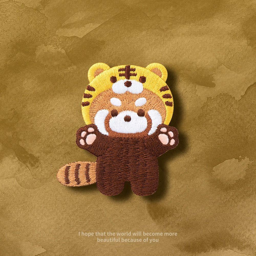 Tiger Red Panda Brooch Panda Embroidery Red Panda Pin Creative Animal Brooch Girl