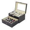 Двухслойный футляр для часов, футляр для хранения очков с 5 ячейками, футляр для часов с 10 ячейками (черный)