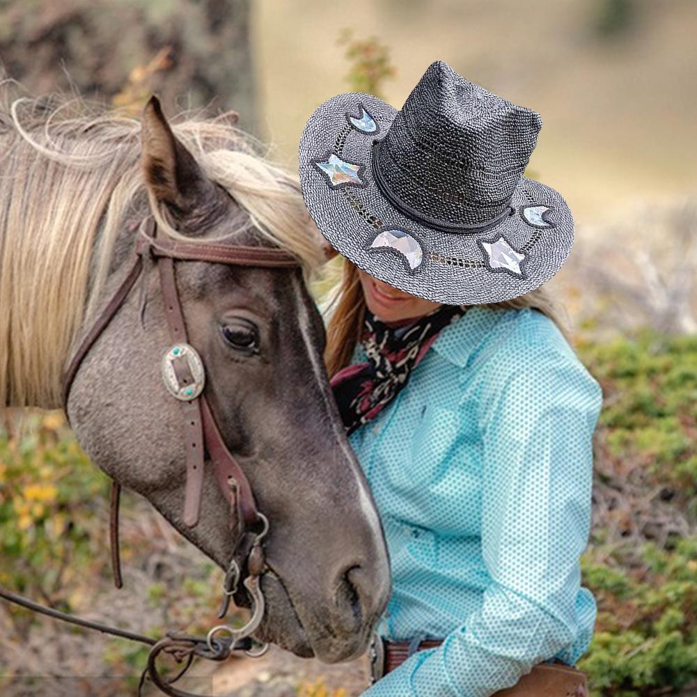 Creative Cowboy Hat Handmade Weave Women Straw Cap Multi-pattern Hollow Design Adjustable New Women's Fashion Sun Hat for Summer