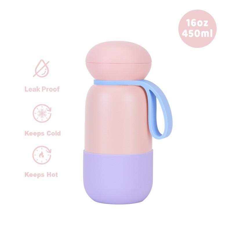 450ml Stainless Steel Vacuum Insulated Travel Water Bottle With Handle Loop Outdoor Sports Office Camping