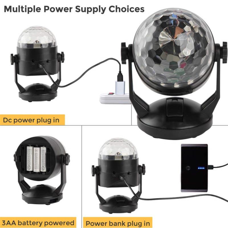 Портативные звуковые активируемые огни для вечеринок с питанием от батареи/разъем USB в стробоскопическом сценическом свете для автомобильной комнаты, танцевальных вечеринок, рождественской свадьбы