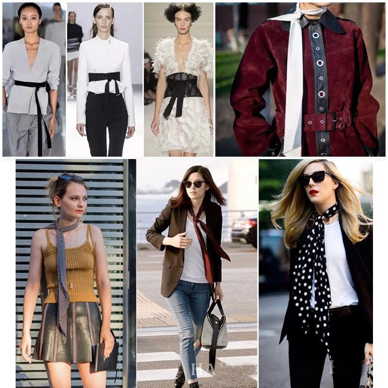 Slender Small Silk Scarf, Narrow Small Scarf, Women'S Spring, Summer And Autumn Chiffon Long Versatile Small Scarf 4.5X195Cm