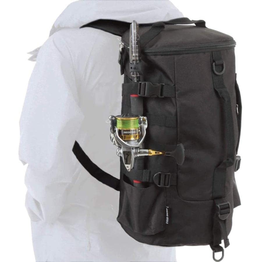 FISHBOMB Fishing Backpack, 2-Way Bag, Emergency Rod Holder, Black