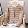 Women Cotton Jacket Solid Color Padded Single-breasted Soft Long Sleeve Cardigan Warm Lightweight Cold Resistant Lady Down Coat