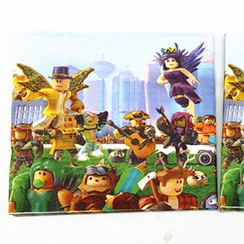 Яркие товары для вечеринки в стиле Roblox для детских празднований дня рождения с баннерами и топперами для торта