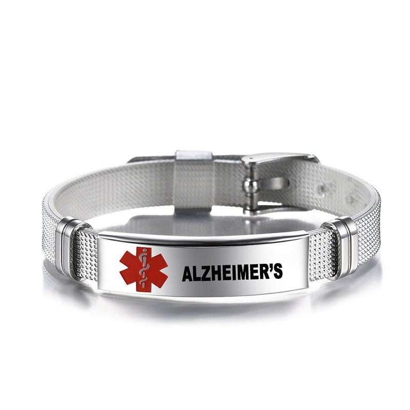 Medical Alert Bracelets Allergy Bangle Bracelet Type 2 Diabetic Stainless Steel Medical Logo Wristband Cool Men Women Jewelry