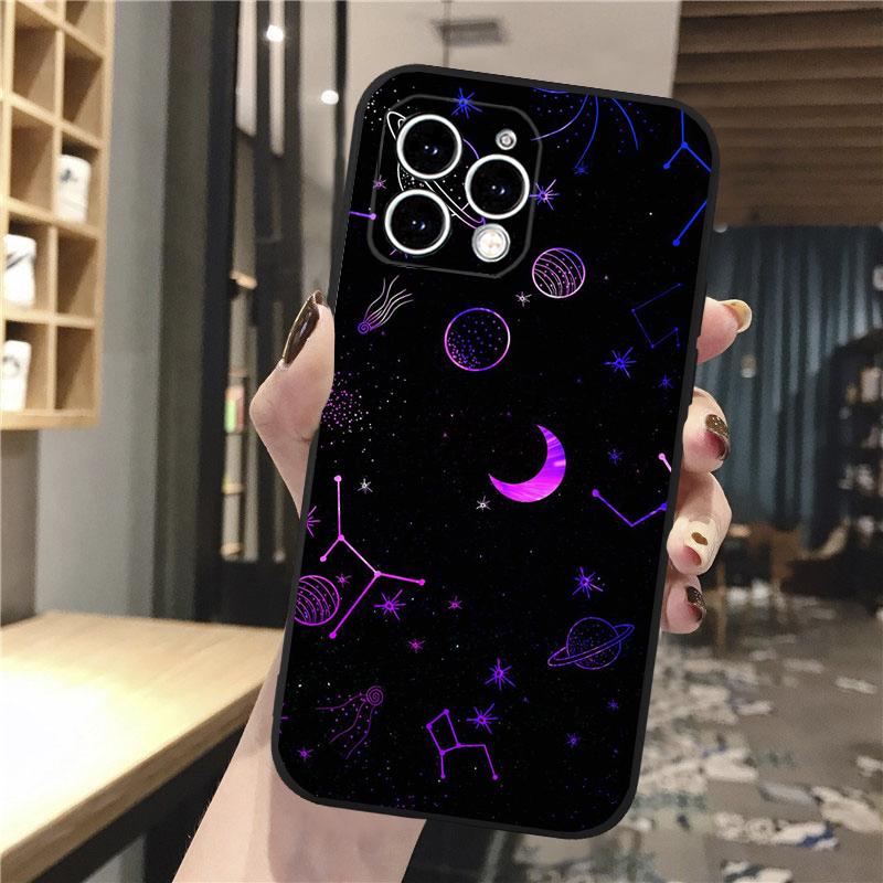 Galaxy Space Moon Star Phone Case For iphone 17 Pro Max Air 16 15 14 13 Pro Max 15 16 Pro 15Plus