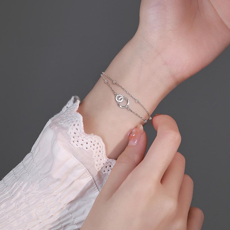 Новый браслет с двойным кольцом Mobius Ring для девочек, новый легкий, роскошный и уникальный изысканный двухслойный подарок на день рождения с бриллиантами