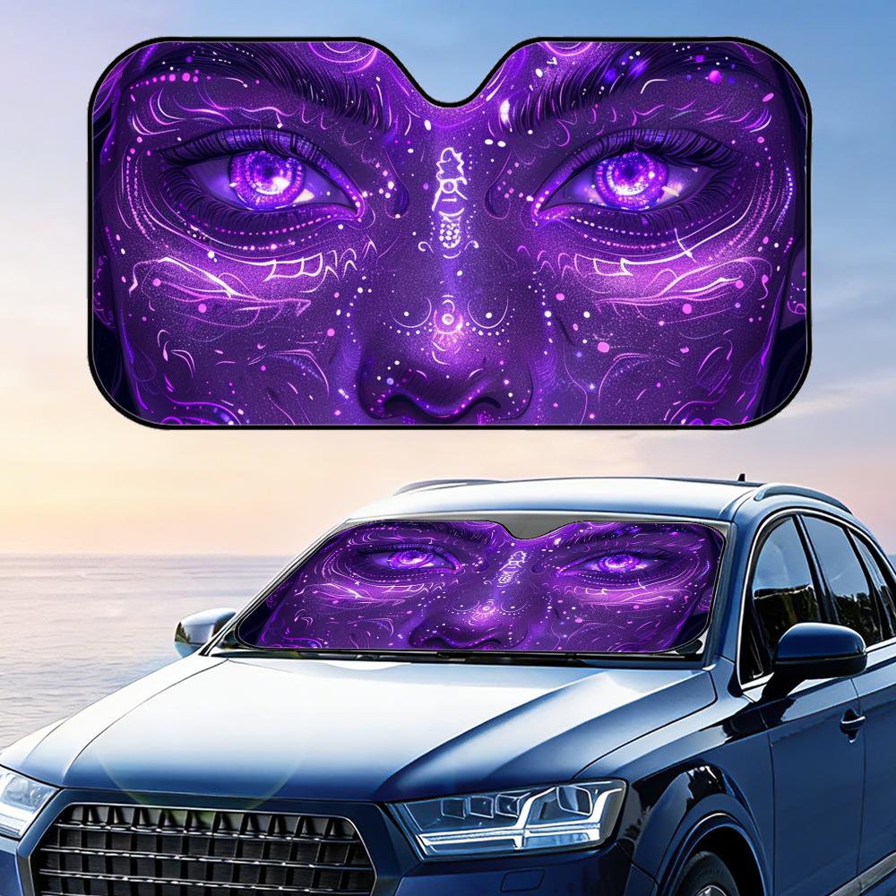 Mystic Purple Eyes Sun Visor Foldable Universal Car Windshield Sun Shade UV Protection Heat Insulation Foldable Cover