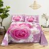 Pink Floral Bed Sheet Set Pillowcase Bedding Linens Cover Flower Queen King Twin Full Size for Single Double Bed Soft Thin