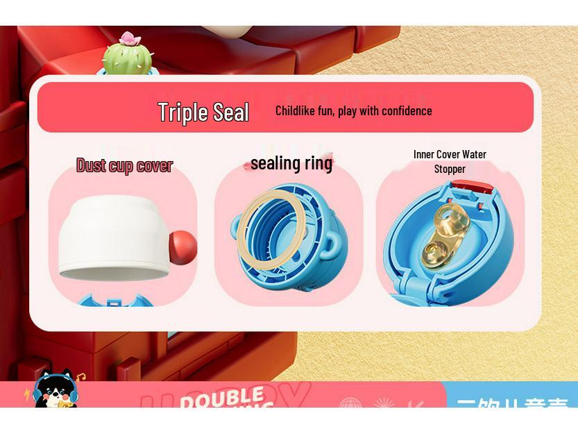 316 Stainless Steel Cartoon Flip-Top Children's Thermos - Portable Double Drink Water Bottle for Students