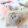 1 шт. Милый мультяшный кошелек для монет для женщин и девочек, плюшевый с кроличьими ушками, мини-сумка для хранения, мешочек на шнурке