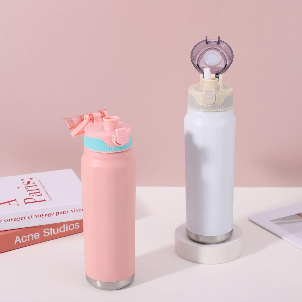 Портативный термостакан для спорта с соломинкой - Нержавеющая сталь для использования на открытом воздухе мужчинами и женщинами