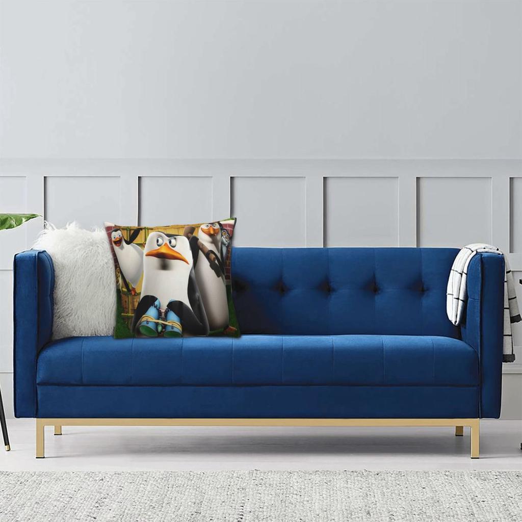 Pose Penguins Of Madagascar Square Pillowcase Pillow Cover Cushion Throw Pillow for Home Sofa Living Room