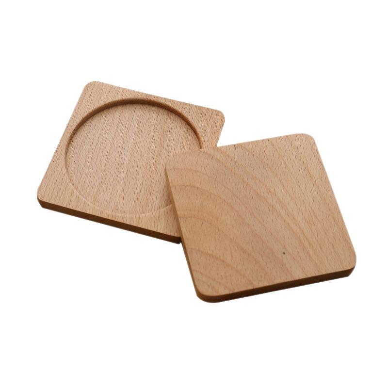 7.5cm Wooden Placemats Coasters Handled Tea Coffee Cup Pad Decorative Heat Resistant Square Round Drink Mat Bowl Teapot Holder
