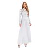 Womens Priest Cleric Cassocks Embroidered Cross Long Sleeve Back Zipper Long Robe
