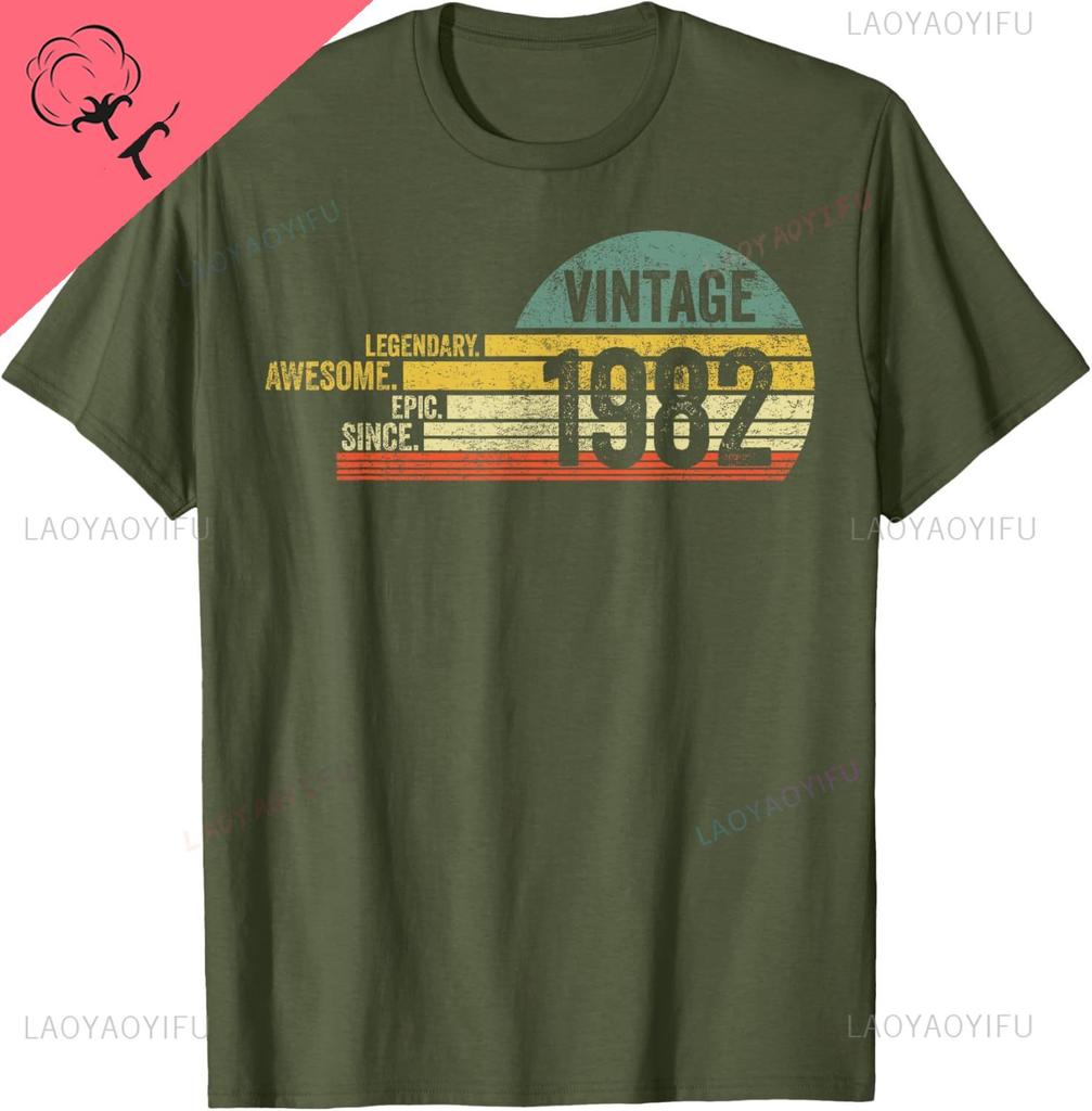 Legendary Retro Vintage Awesome Birthday 1982 Tshirt Breathable And Comfortable Cotton Tee Graphic T Shirts Camiseta Hombre