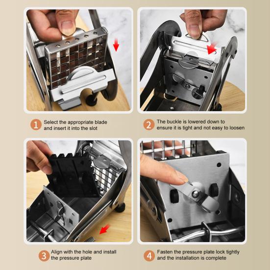 Резак для картофеля фри из нержавеющей стали, резак для картофельных чипсов с нескользящей присоской