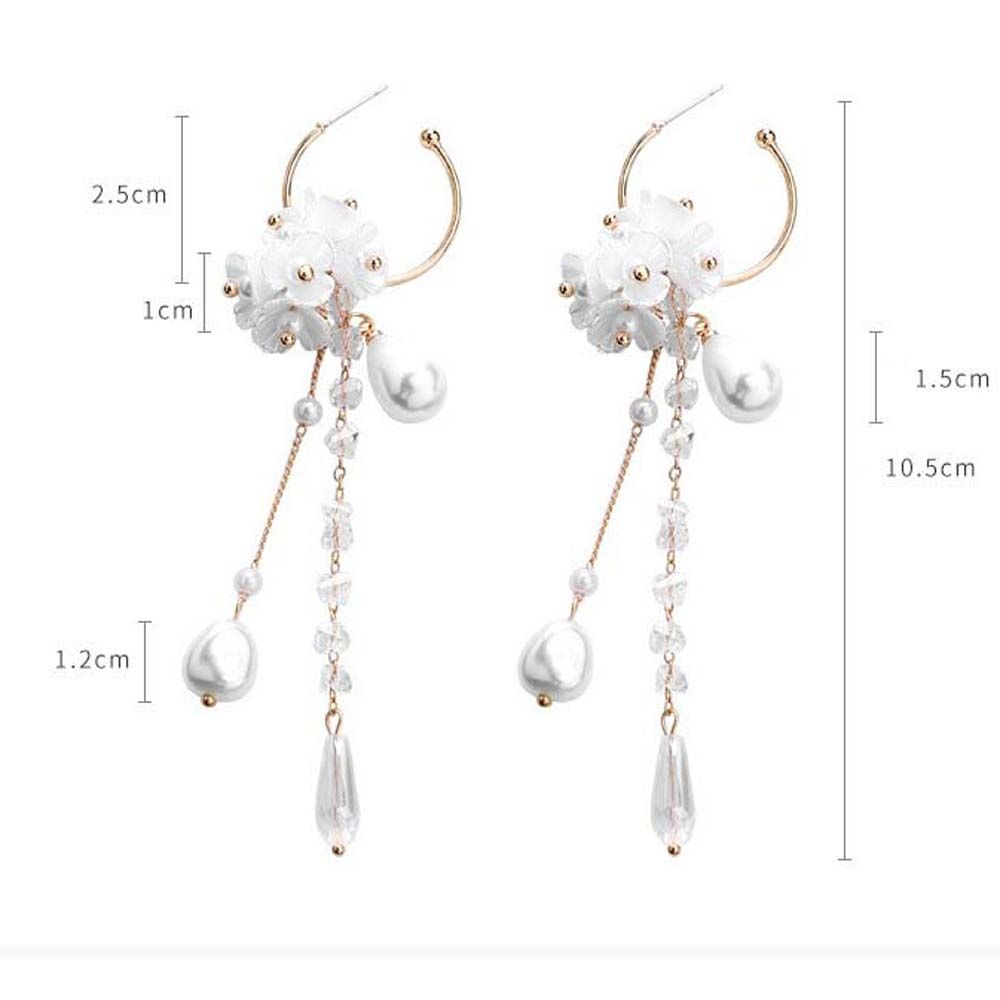 Wedding Flower Imitation Pearl Beads Fairy Tassels Earrings Dangle Earrings Drop Earrings Jewelry