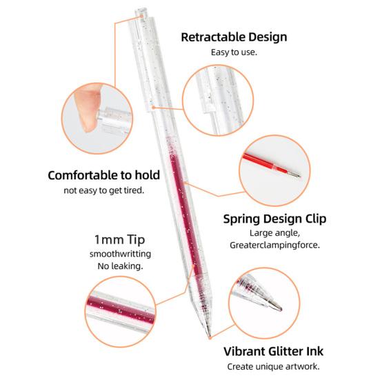 Набор гелевых ручек с блестками, яркие сверкающие чернила, маркеры для письма, рисования дудлов, неоновые хайлайтеры нажимного типа для ведения дневника, скрапбукинга и художественных проектов