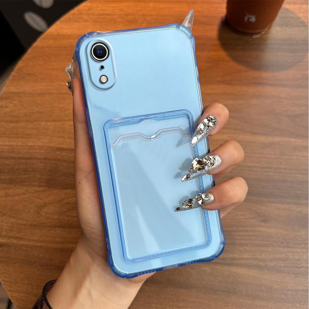 Ударопрочный прозрачный чехол для iPhone XR с кардхолдером