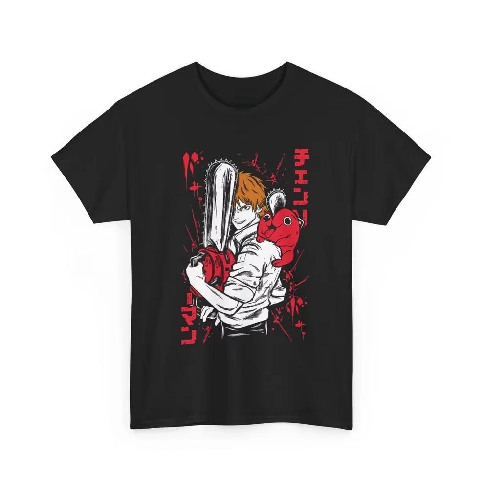 Chainsaw Man Denji & Pochita Pure Cotton T-shirt for Men and Women Anime Style Fashion Comfortable Casual Short Sleeved T-shirt