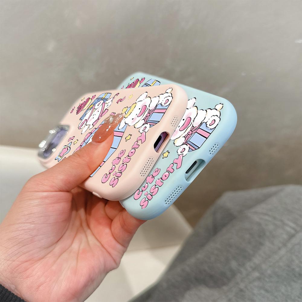 Cute Little Bears Liquid Silicone Phone Case for Samsung Galaxy S24 S23 S20 FE Plus Ultra Note 20 10 A51 A52 A54 A73 Shockproof Soft Cover Casing