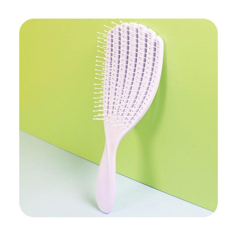 Расческа для распутывания волос с дизайном осьминога и гибкой щетиной для кудрявых и густых волос - Доступна в розовом, фиолетовом и зеленом цветах