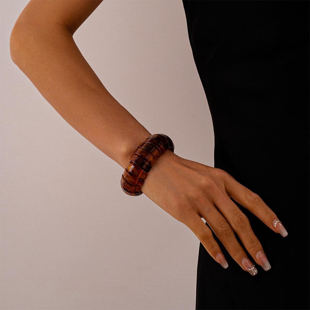 Богемный акриловый браслет, широкий прямоугольник, ретро-кольцо на руку, нестандартный широкий браслет, подарок другу