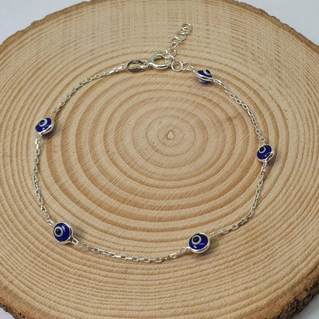 Dalia MYSTIC JEWELS Sterling Silver Evil Eye Assorted Good Glass - Bracelet, 7.5 inches, Colors, Luck,