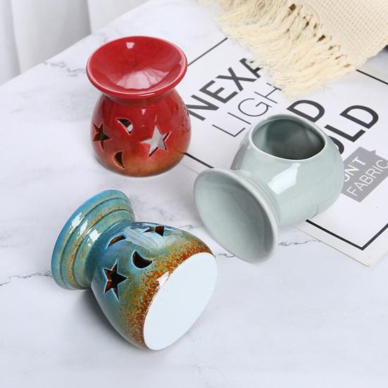 Ceramic Wax Melt Warmer Essential Fragrance Oil Diffuser Small Tea Light Candle Holder Desk Incense Aroma Burner for Home Bedroom Decor