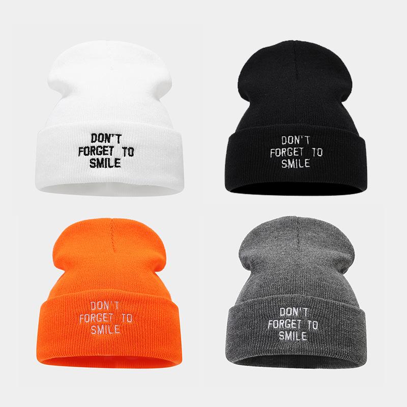 Autumn and winter new personalized letter embroidery knitted hat outdoor warm wool hat niche casual cold hat tide