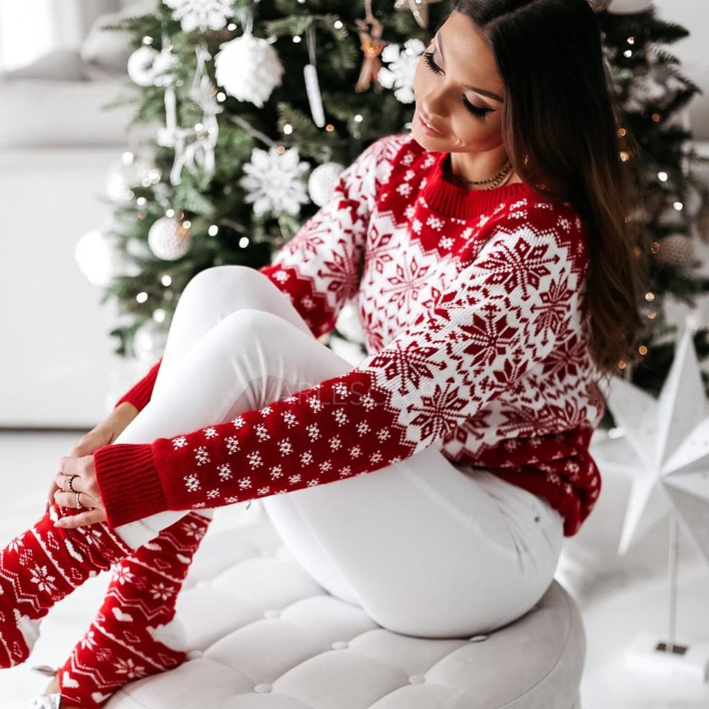 Женский рождественский пуловер с изображением лося и снежинки, свитер, трикотажные топы, блузка