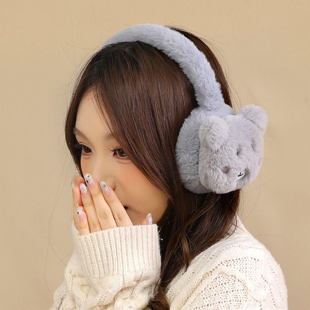 Cute Winter Warm Earmuffs Animal Folding Earflap Plush Ear Warmer  Outdoor Cold Protection