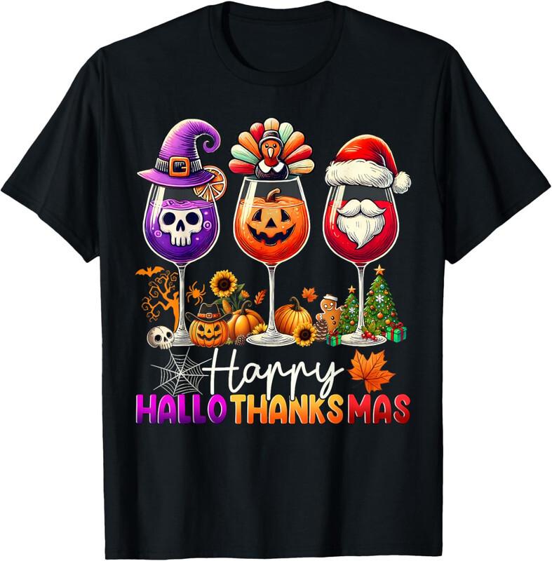 Happy Hallothanksmas Halloween Thanksgiving Pumpkin Unisex T-Shirt