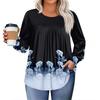 Womens Plus Size Tops Long Sleeve Shirts Round Neck Flowy Tunic Casual Loose Blouse L-5X