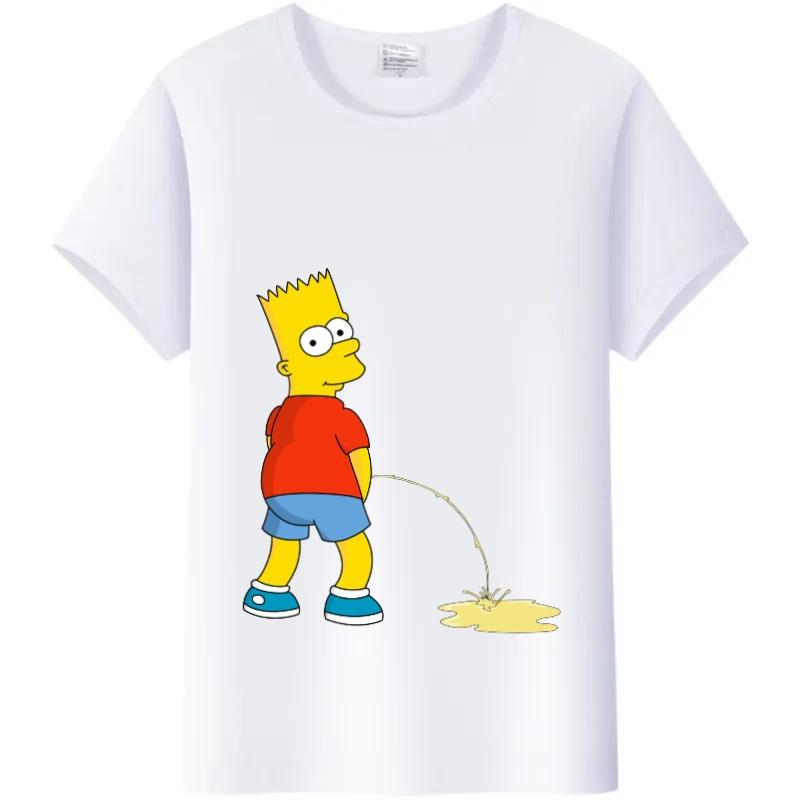 Casual Unisex Cartoon Simpson Harajuku T-shirt Summer Blouses White Tees Tops Short Sleeve Blouses 90S Tshirt