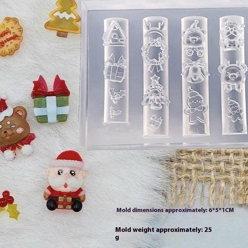 1 шт. Мультяшная Рождественская силиконовая форма для ногтей Французский стиль 3D рельеф Шаблон для ногтей DIY Украшения для нейл-арта Форма для нейл-арта