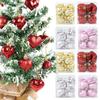 12Pcs Christmas Pendant Star Heart Shape Hanging Ornaments Xmas Tree Ball Decor Christmas Party Decoration Navidad New Year