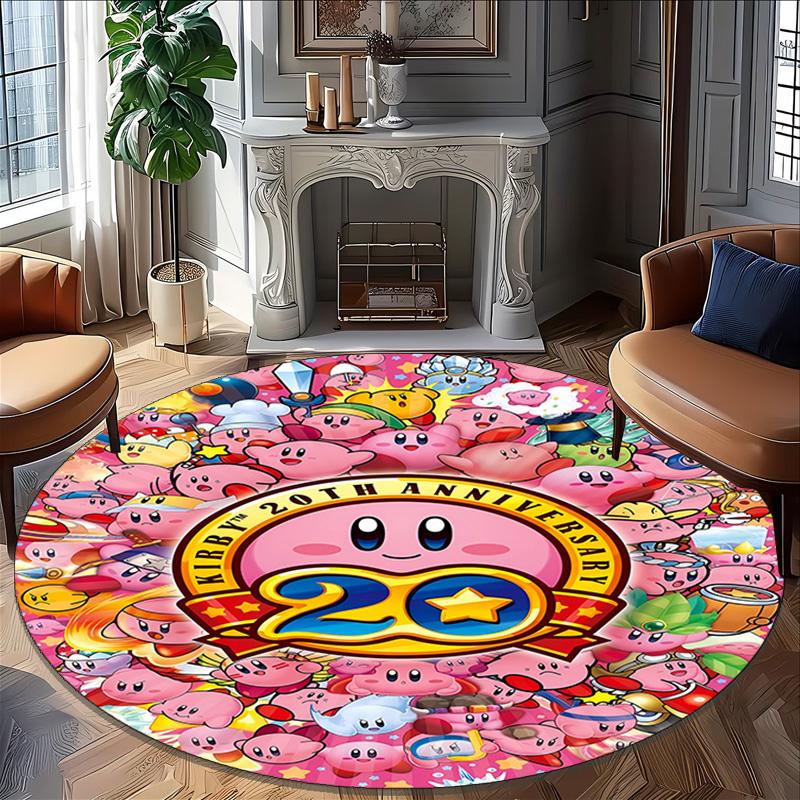 1pc Kirby1 Print Round Carpet Chair Round Carpet Suitable for Bedroom Living Room Home Decorative Carpet