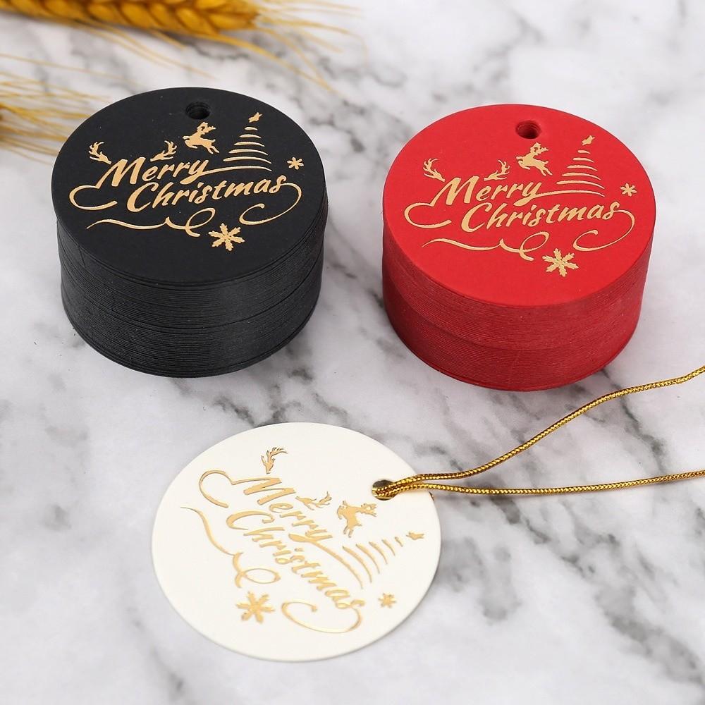 100Pcs White Red Paper Gift Labels Round Shaped Hand Gift Hanging Tag Festive & Party Supplies