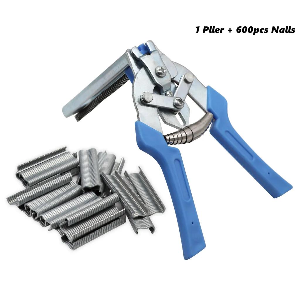 Hog Ring Plier Tool/ 600pcs M Clips Staples Chicken Mesh Cage Wire Fencing Caged clamp Ring Plier Fencing Manual Plier Universal