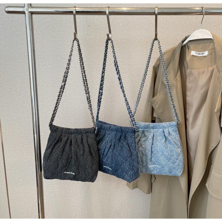 Сумка-ведро женская летняя 2024 года, популярная новая сумка-мессенджер через плечо с цепочкой, сумка-ведро из денима Ruiying, сумка под мышкой