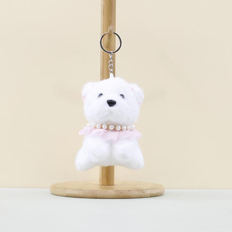 Cute Plush Dog Keychain Lovely Stuffed Animal Bag Charm In Green Blue White Pink