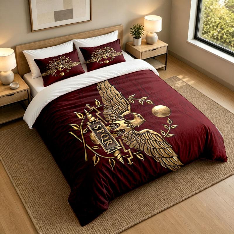 3Pcs Bedding SetRoman Empire Eagle Emblem Soft Bed Sheet and Two Pillowcases Home Bedroom Decor