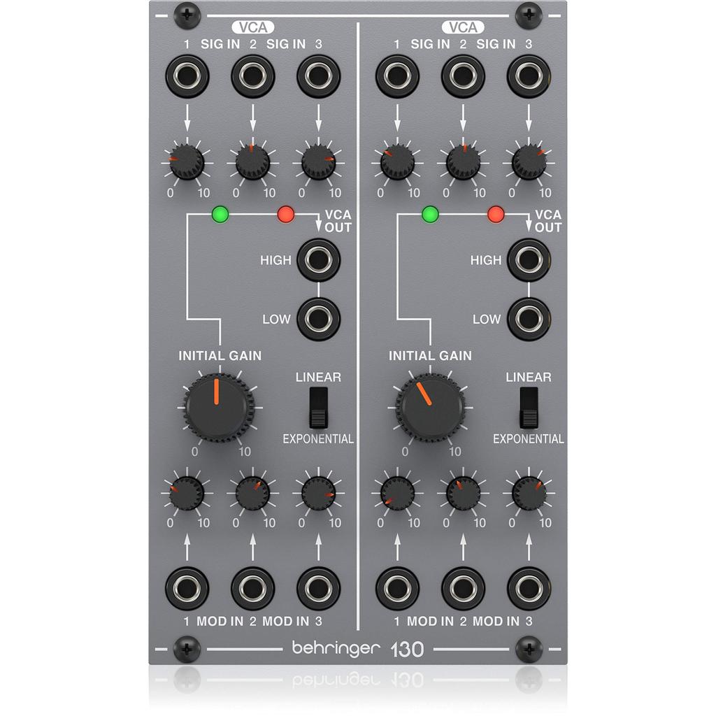 Behringer Аналоговый модульный синтезатор Eurorack, совместимый с Eurorack, аналоговый двойной VCA-модуль SYSTEM100 Series 130 DUAL VCA, серый