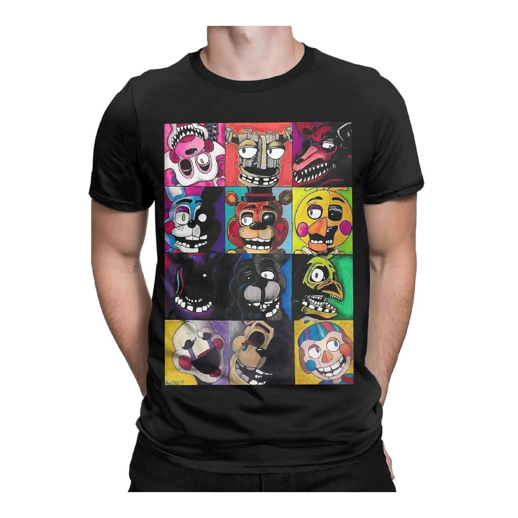 Мужская футболка Five Nights Horror FnAF Крутая Чистый Хлопок Футболка Короткий Рукав Футболки Круглый Вырез Одежда 6XL