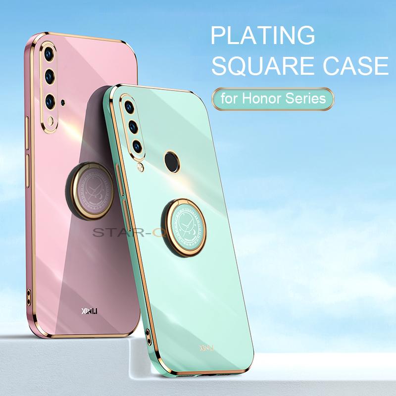 Чехол-держатель с квадратным кольцом для телефона Huawei Honor 20 10 Lite 20s 50 10i 8x 9x Pro Honor20, роскошный силиконовый чехол-подставка
