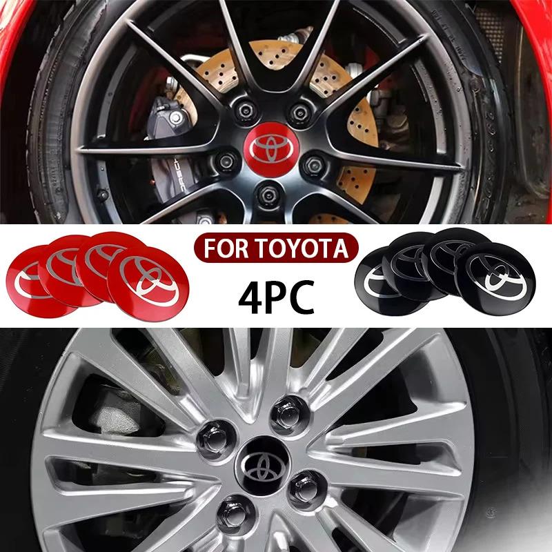 56MM 4Pcs Car Styling Aluminum Wheel Center Hub Caps Stickers For Toyota Rav4 Corolla Camry Aqua Cross Yaris Auris TRD GR Sport CWF1